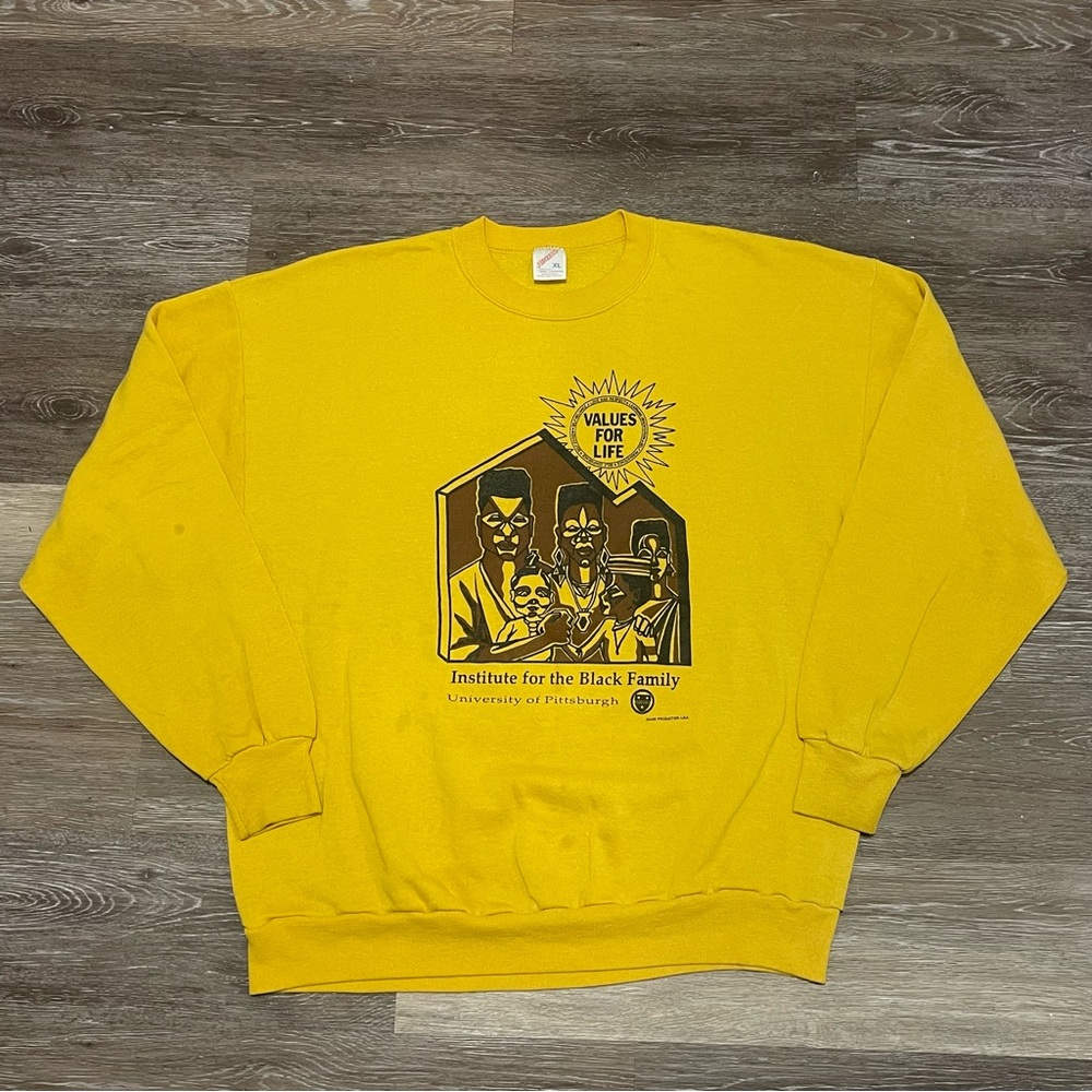 Vtg University Of Pittsburgh Values For Life XL Crewneck Sweatshirt USA Made 90s
